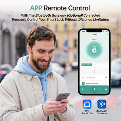 Aluminum Door Smart Lock with WiFi and Tuya Keyless Entry Keypad Control
