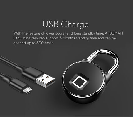 Garage Zinc Alloy Security Smart Lock with USB Interface and Fingerprint Recognition
