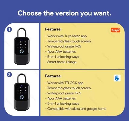 WiFi Key Lock Box Wall Mounted Outdoor IP65 Waterproof for Wood Door and App Connectivity