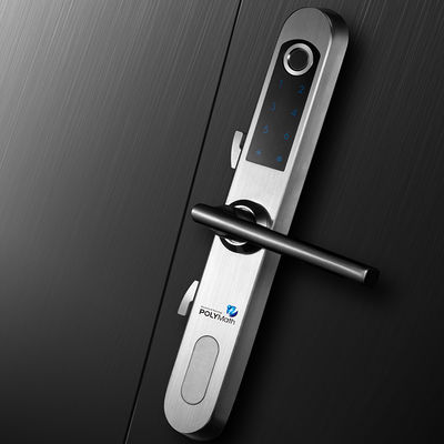 Silver Stainless Steel Fingerprint Bluetooth Smart Electronic Door Lock for Wood Door