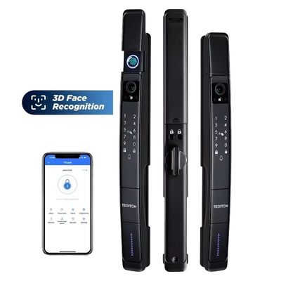 Waterproof IP 64 Wifi Black 3D Face Recognition Smart Door Lock Camera with TUYA App