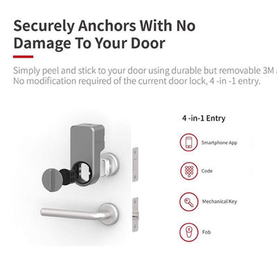 Alarm Function Grey Retrofit Smart Knob Door Lock for Bluetooth Gateway and Deadlock