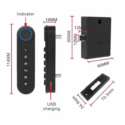 Office Drawer Lock Numeric Keypad Smart Cabinet Lock with Fingerprint Bluetooth Network