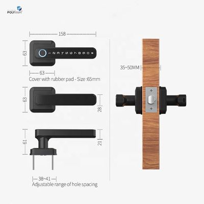 WiFi App Smart Door Electronic Lock with Fingerprint Handle Waterproof Tuya TT Lock