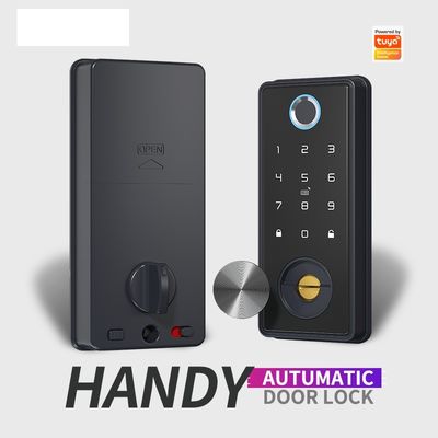 Black Smart WiFi Tuya Fingerprint Digital Door Lock Unlock with Code APP and Fingerprint