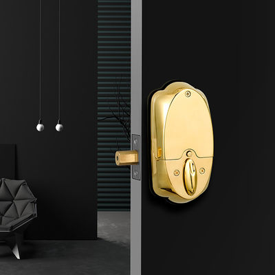 Wood Door High Security Gold Color Waterproof Sliding Smart Fingerprint Door Lock 42.1 * 35.6 * 51.5 cm