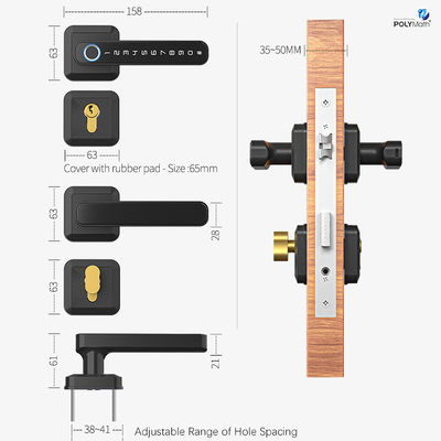 PL-JLT3 Wifi Fingerprint and Digital Keypad Lever Handle Lock for Front Door Security