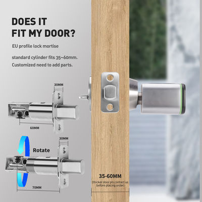 Black Silver Passcode TUYA APP Deadbolt Door Lock Wifi Network Reader Dimension 42*42mm