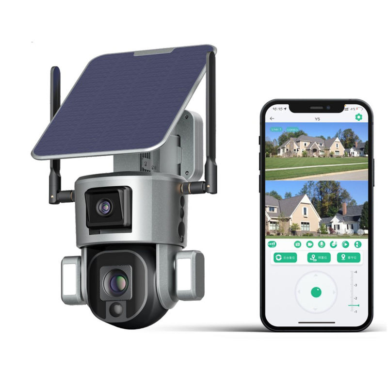 4K Solar Human Double Lens Surveillance Camera with Onboard Storage and Solar Power