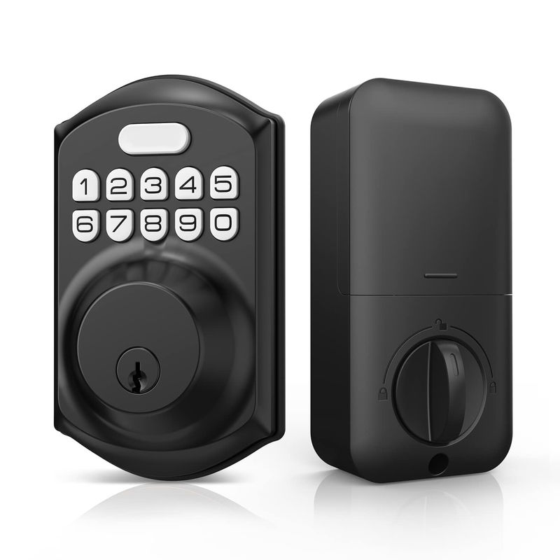 Keyless Entry Fingerprint Door Lock Tuya Smart Memory Card Data Storage Option Grey